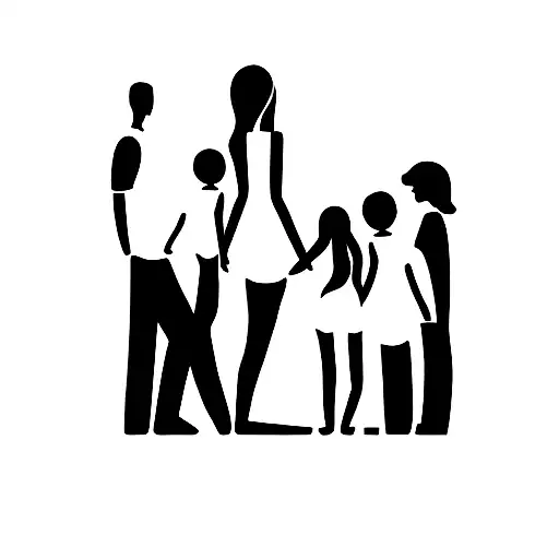 family father mother and two children girl and boy tattoo design idea