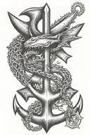 anchor and shark tooth tattoo design idea