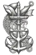 anchor and shark tooth tattoo design idea