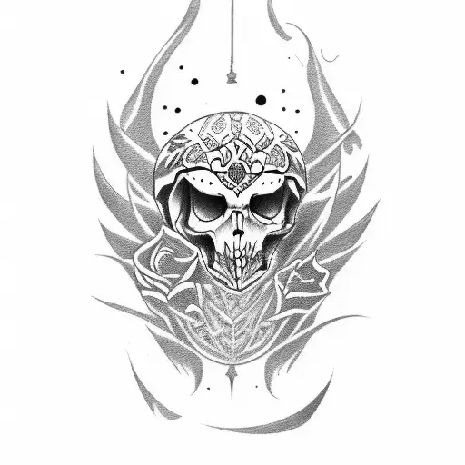 caveira andando de skate tattoo design idea