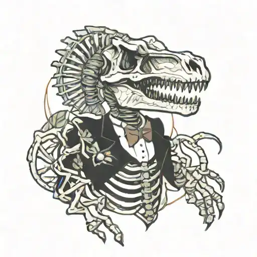 dinosaur skeleton as doc holiday tattoo design idea