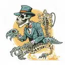 dinosaur skeleton as doc holiday tattoo design idea