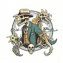 dinosaur skeleton as doc holiday tattoo design idea