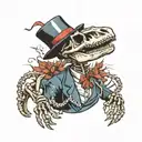 dinosaur skeleton as doc holiday tattoo design idea