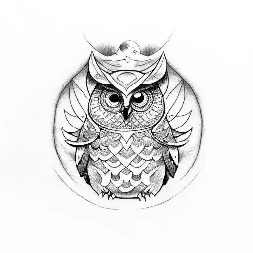balance druid owl tattoo design idea