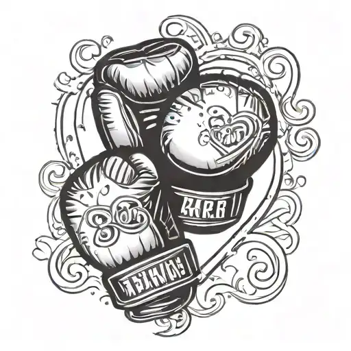 A boxing glove with a heart-shaped punching pad, symbolizing your love for boxing and family tattoo design idea