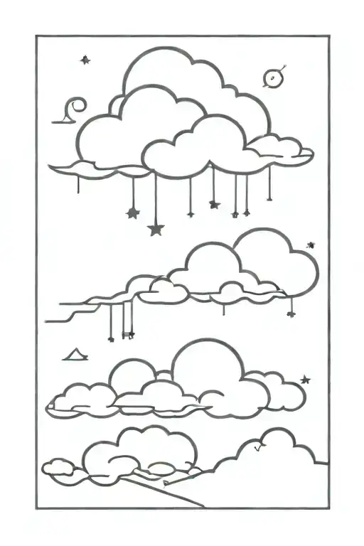 whimsical dark clouds tattoo design idea