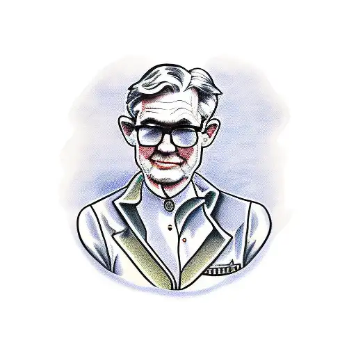 Jerome powell with dollar glasses tattoo design idea