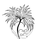 A minimalistic palm tree silhouette with ocean waves as the leaves tattoo design idea