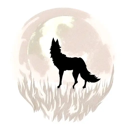 wolf, blackwolf whitewolf ,moon ,Forest ,rock tattoo design idea