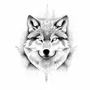 forest wolf moon tattoo design idea