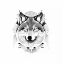 forest wolf moon tattoo design idea