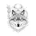 forest wolf moon tattoo design idea