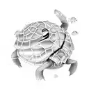 master roshi turtle hermit with quote  "work hard study well eat and sleep plenty" tattoo design idea