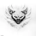 A powerful wolverine surrounded by dotwork patterns tattoo design idea