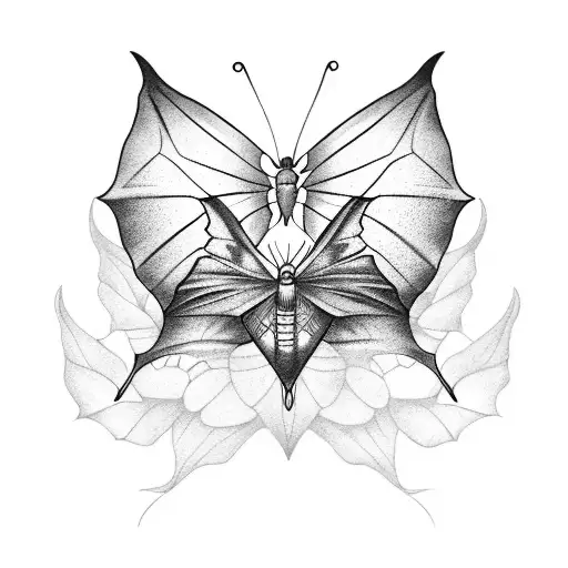 butterfly bat  tattoo design idea