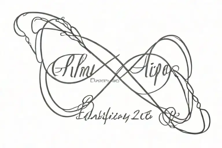 infinity sign with names tattoo design idea