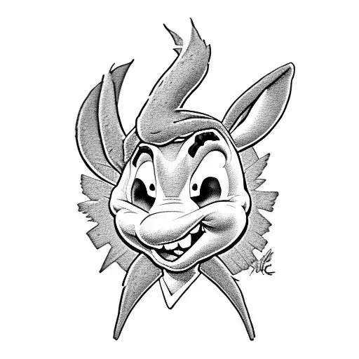 rick, aang, bugs bunny, mikey mouse, hiccup, super mario, popeye. all in one tattoo design idea