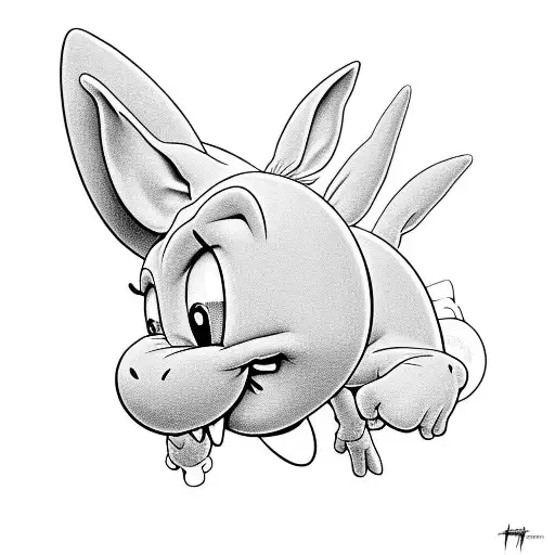 rick, aang, bugs bunny, mikey mouse, hiccup, super mario, popeye. all in one tattoo design idea