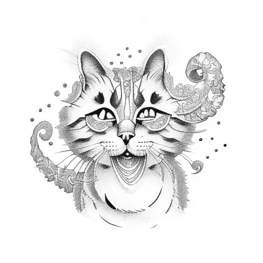 Flores con GATOS tattoo design idea