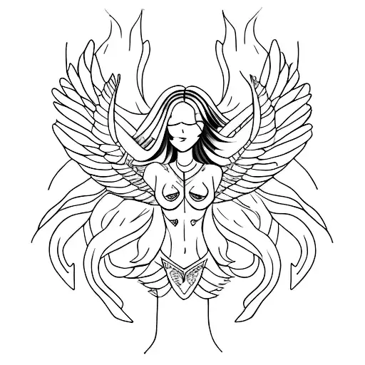 icarus failling female tattoo design idea