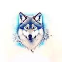 wolf split in half one side black with red eye other side white with blue eye tattoo design idea