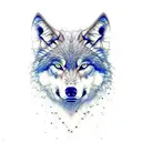 wolf split in half one side black with red eye other side white with blue eye tattoo design idea