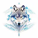 wolf split in half one side black with red eye other side white with blue eye tattoo design idea