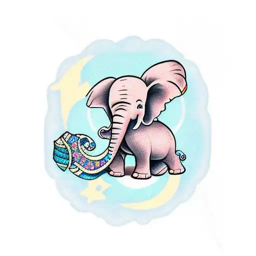 breast cancer survivor ribbon elephant  tattoo design idea