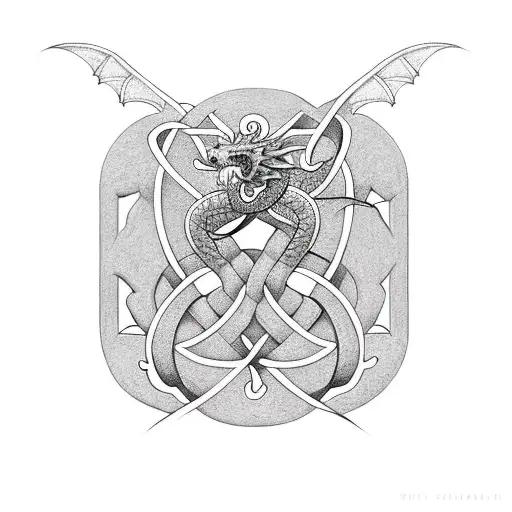 scottish, dragon, celtic knot, family tattoo design idea