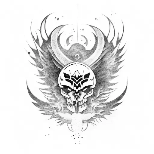 gladiator, wolf, skull, phoenix, japanese style sleeve tattoo design idea