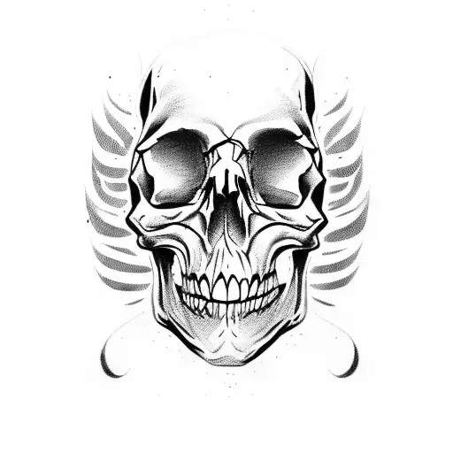 skull profile with knife  tattoo design idea