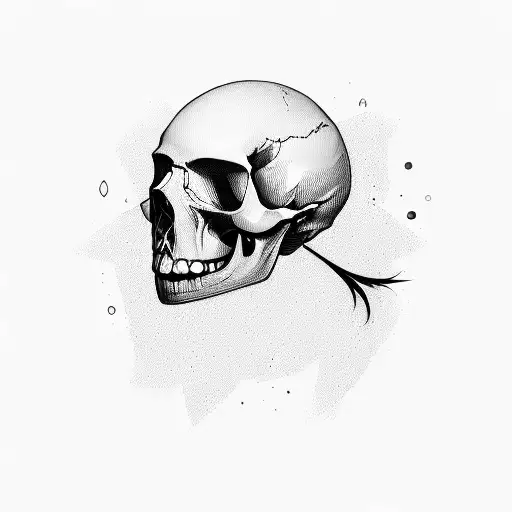 skull profile with knife  tattoo design idea