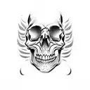skull profile with knife  tattoo design idea
