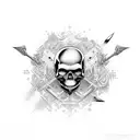 skull profile with knife  tattoo design idea