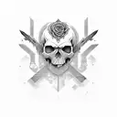skull profile with knife  tattoo design idea