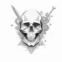 skull profile with knife  tattoo design idea