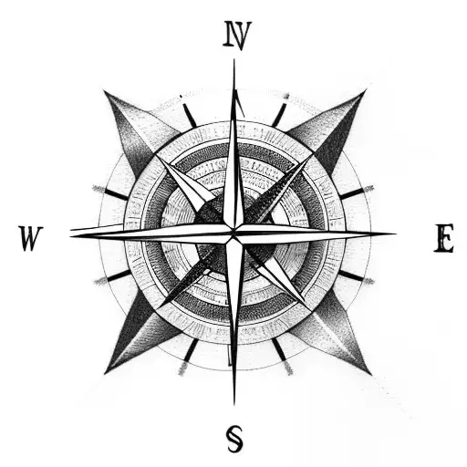 Compass, clock with arrow tattoo design idea