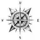 Compass, clock with arrow tattoo design idea