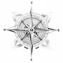 Compass, clock with arrow tattoo design idea