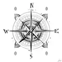 Compass, clock with arrow tattoo design idea