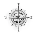 Compass, clock with arrow tattoo design idea