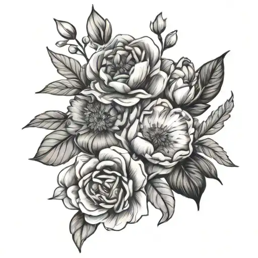 jan,april,may,sept birth flowers tattoo design idea