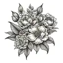 jan,april,may,sept birth flowers tattoo design idea