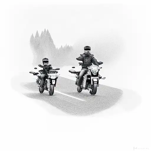 dad and son on motorbikes  tattoo design idea