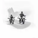 dad and son on motorbikes  tattoo design idea