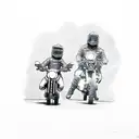 dad and son on motorbikes  tattoo design idea