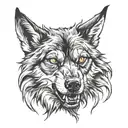 zombie wolf face tattoo design idea