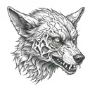 zombie wolf face tattoo design idea