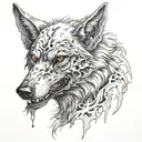 zombie wolf face tattoo design idea